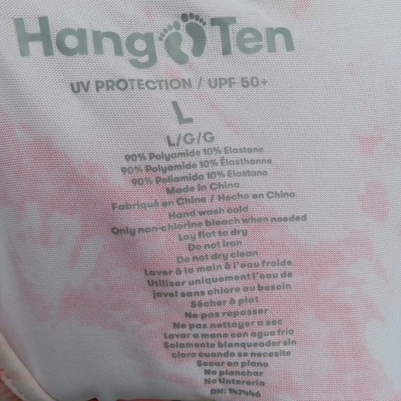 Hang Ten UV Protection Long Sleeve Swim Top Tie Dye Pink UPF50 Large Rash Guard - Picture 4 of 7
